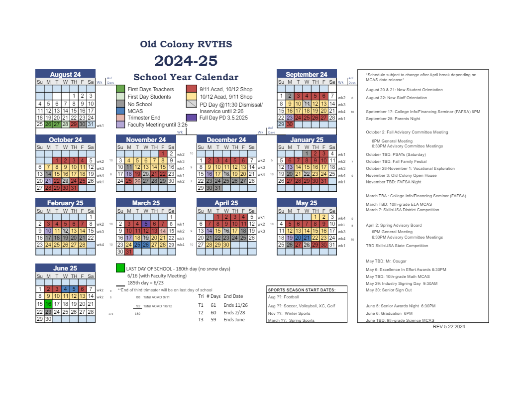 SY25 School Year calendar - SY25