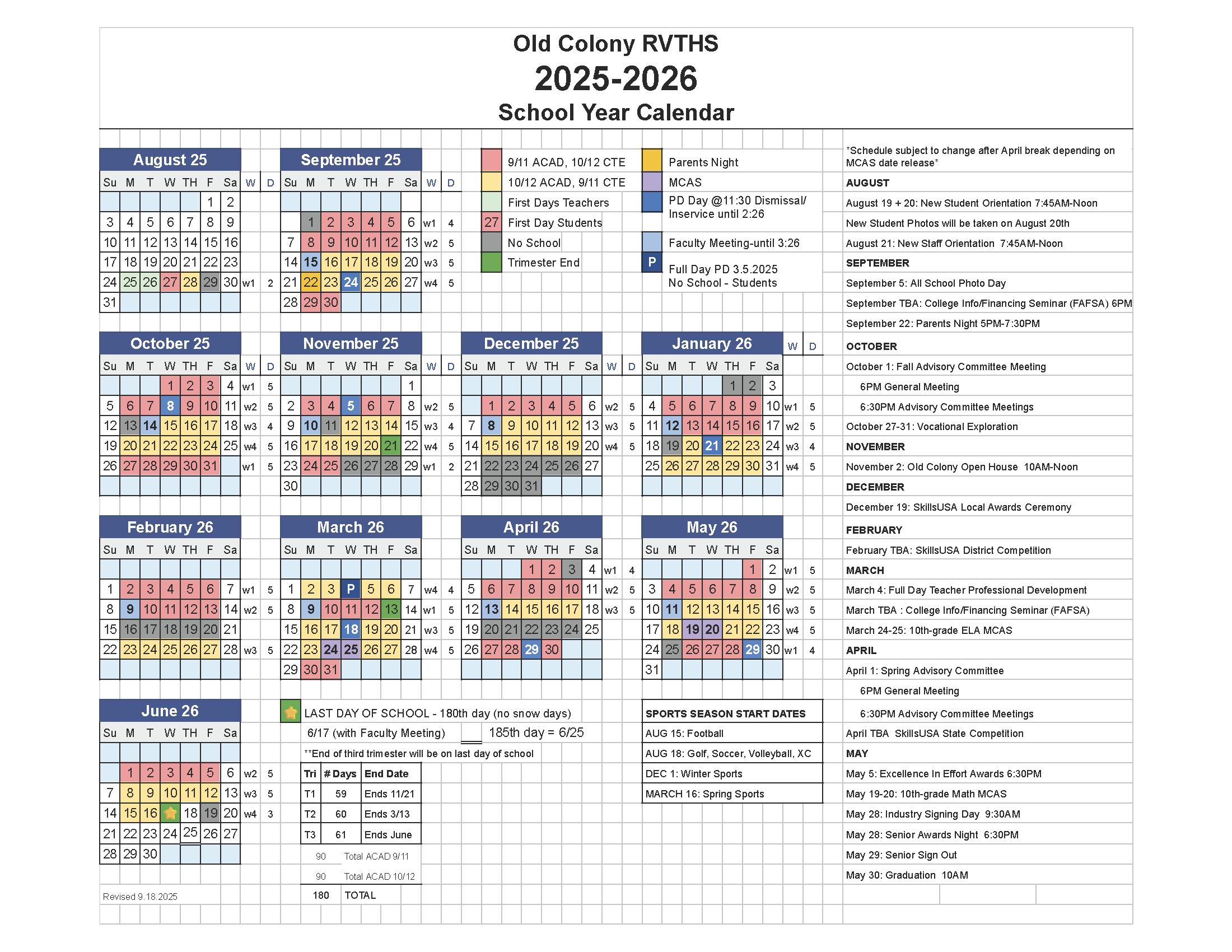 SY26 School Year Calendar